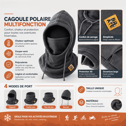 Cagoule polaire vélo & rando | capuche chaude avec cordon de serrage