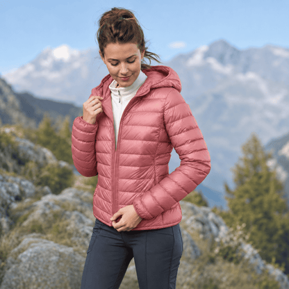 Doudoune Randonnée Femme | Coupe courte, compressible, automne-hiver