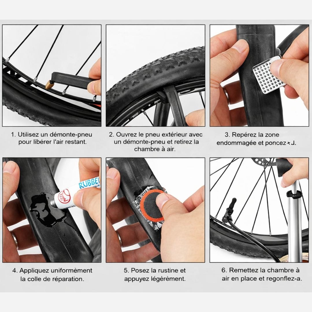 Kit crevaison vélo avec rustines et colle