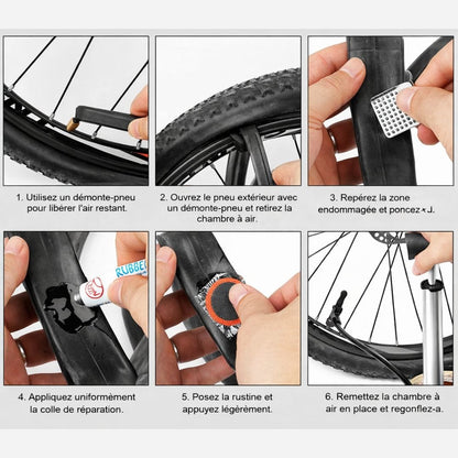 Kit crevaison vélo avec rustines et colle