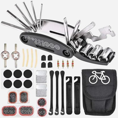 Kit de réparation vélo 16 en 1 avec démonte-pneus