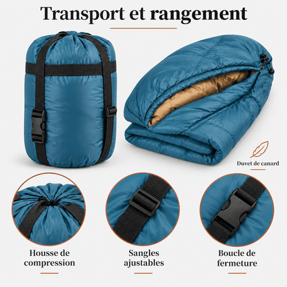 Sac de couchage extrême froid | Duvet de canard, forme momie, -5°C à -20°C