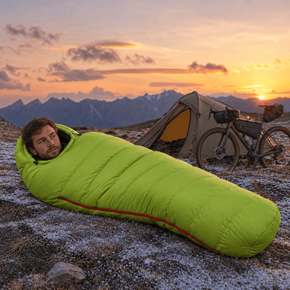 Sac de couchage ultra light 0°C en duvet d’oie | forme momie, camping et randonnée, 4 saisons