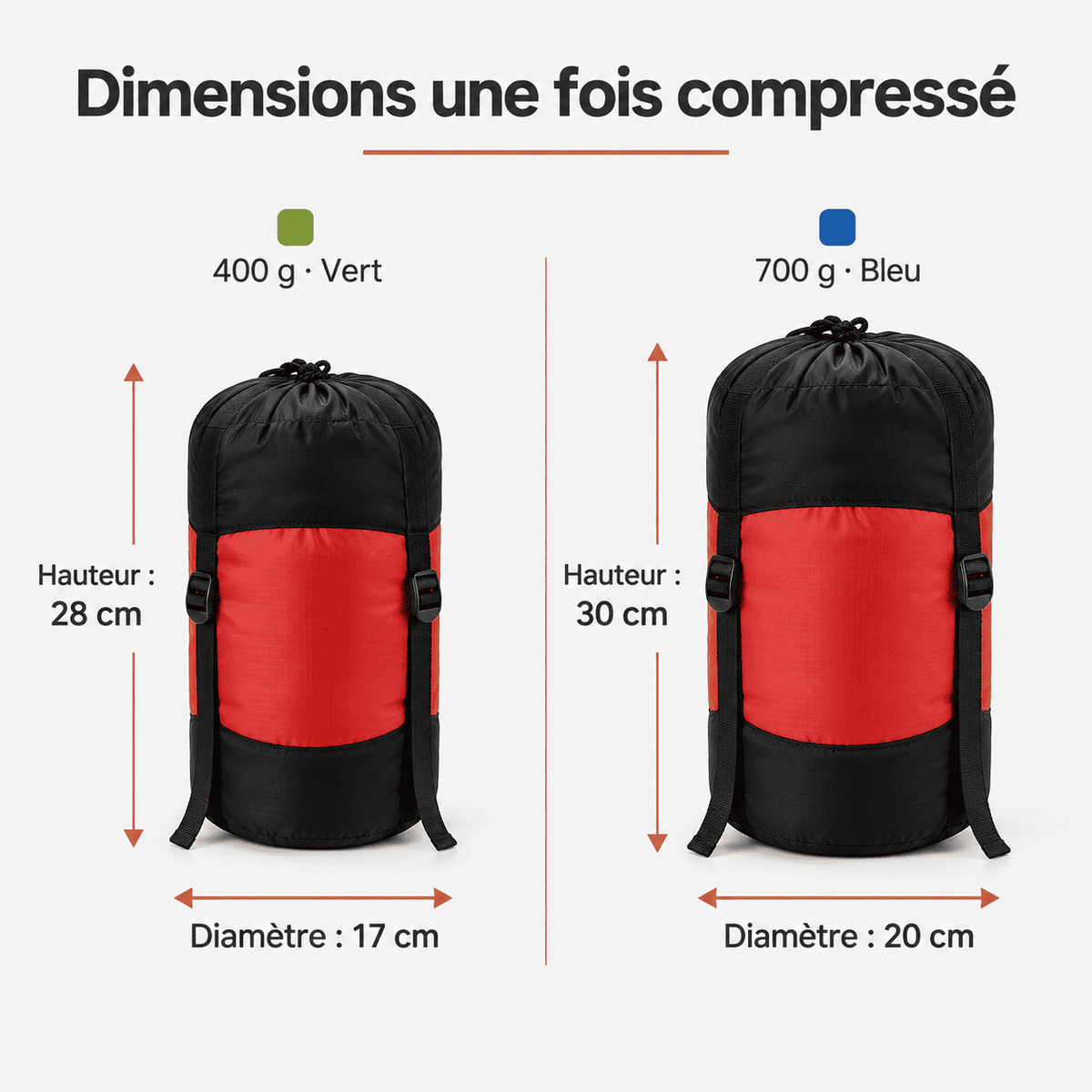 Sac de couchage ultra light 0°C en duvet d’oie | forme momie, camping et randonnée, 4 saisons