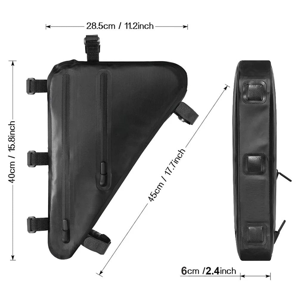 Sacoche cadre vélo Bikepacking imperméable | Fixation 3 points - 3,3L