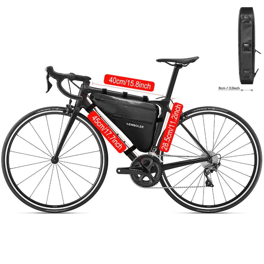 Sacoche cadre vélo Bikepacking imperméable | Fixation 3 points - 3,3L