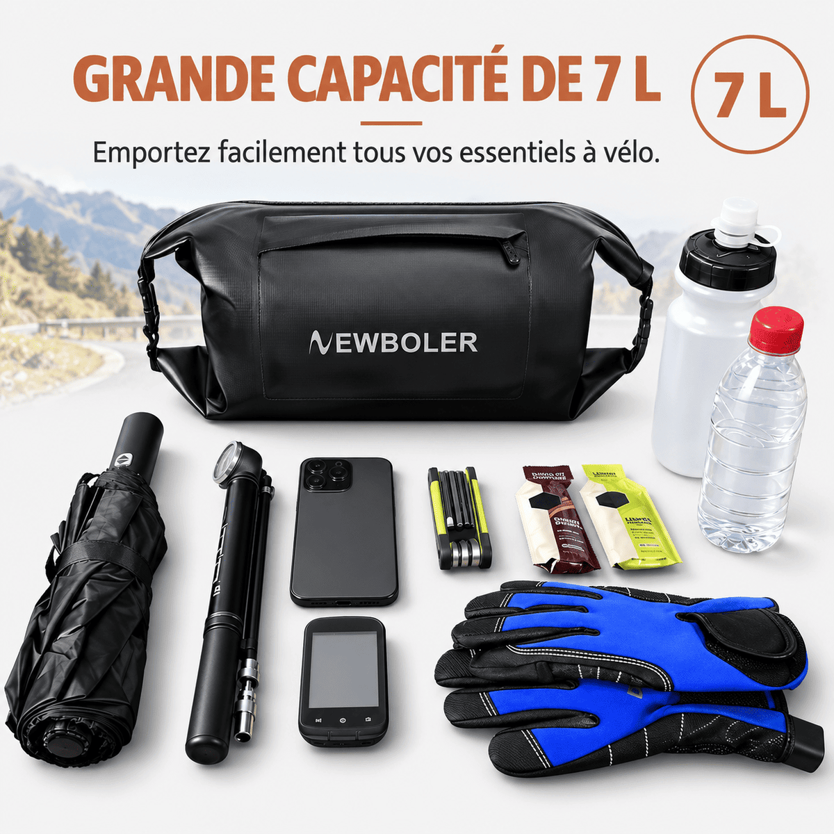 Sacoche vélo guidon avant 7L étanche