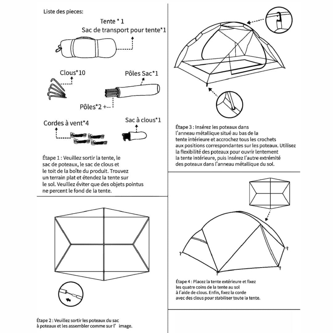 Tente Bivouac, Trekking & Bikepacking 2 places, Dôme étanche | 2,4kg
