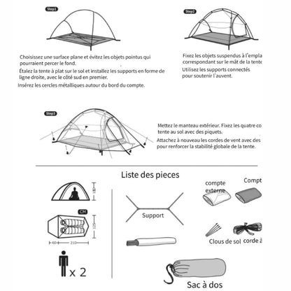 Tente Bivouac, Bikepacking, Trekking 2 Personnes Ultra Légère | 1,8 kg