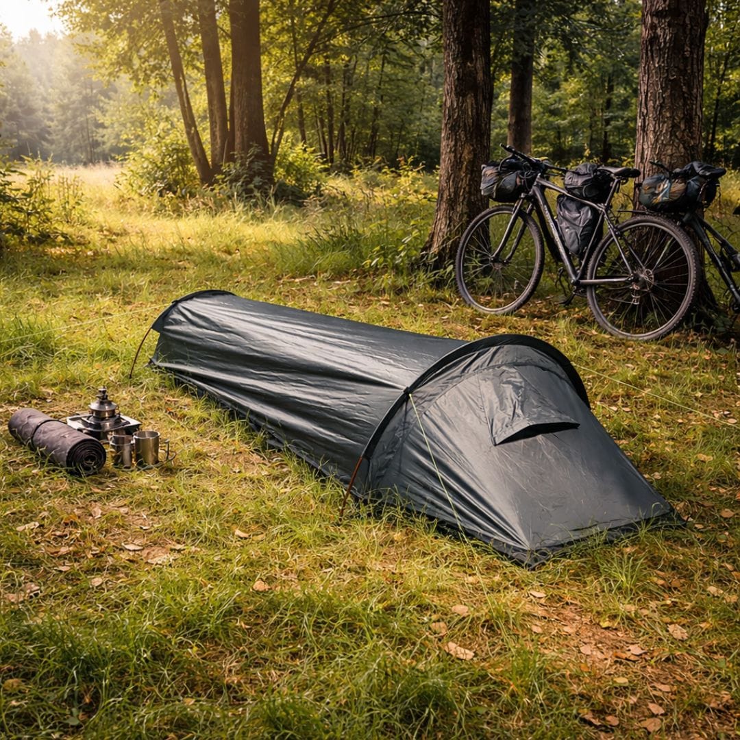 Tente vélo Bikepacking, Bivouac, Trekking de 1 place Ultra légère