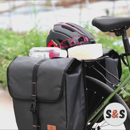 Sacoche double vélo imperméable | sur porte bagage, 23L