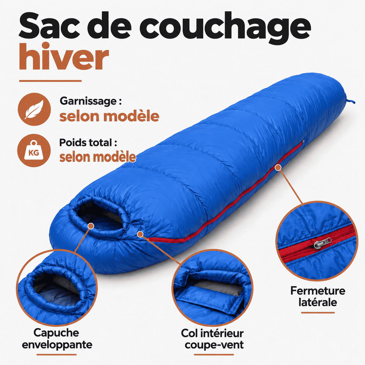 Sac de couchage ultra light 0°C en duvet d’oie | forme momie, camping et randonnée, 4 saisons